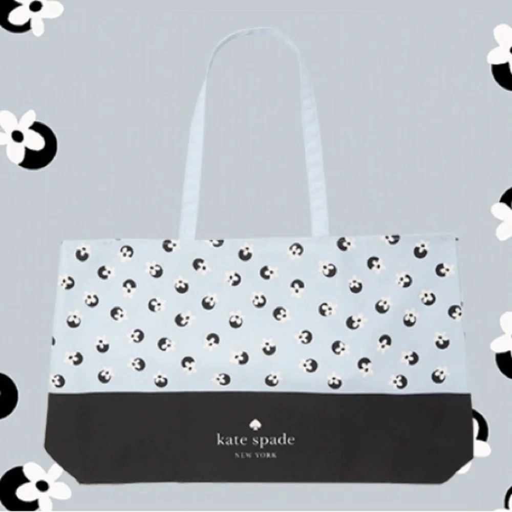 Kate Spade Large Polka Dot Reusable Floral Shopping Tote Eco Friendly